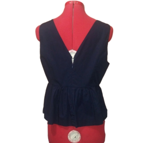 🎈J.Crew Dark Navy Peplum Crop Top Sz 10P - Picture 3 of 6